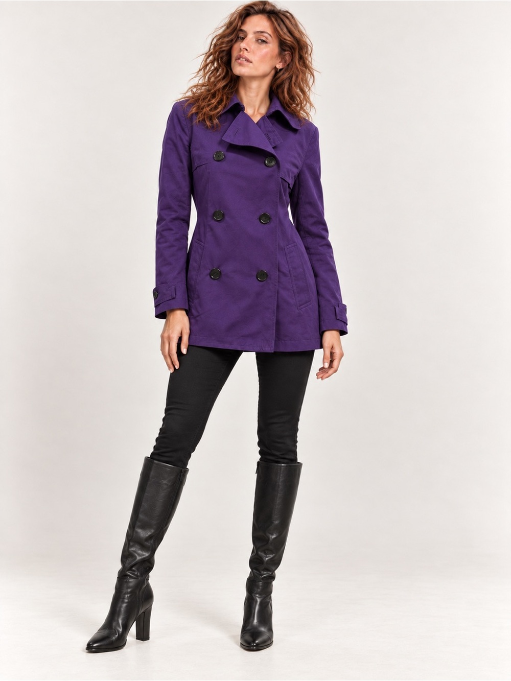 Ralph Lauren Purple Double-Breasted Trench Coat